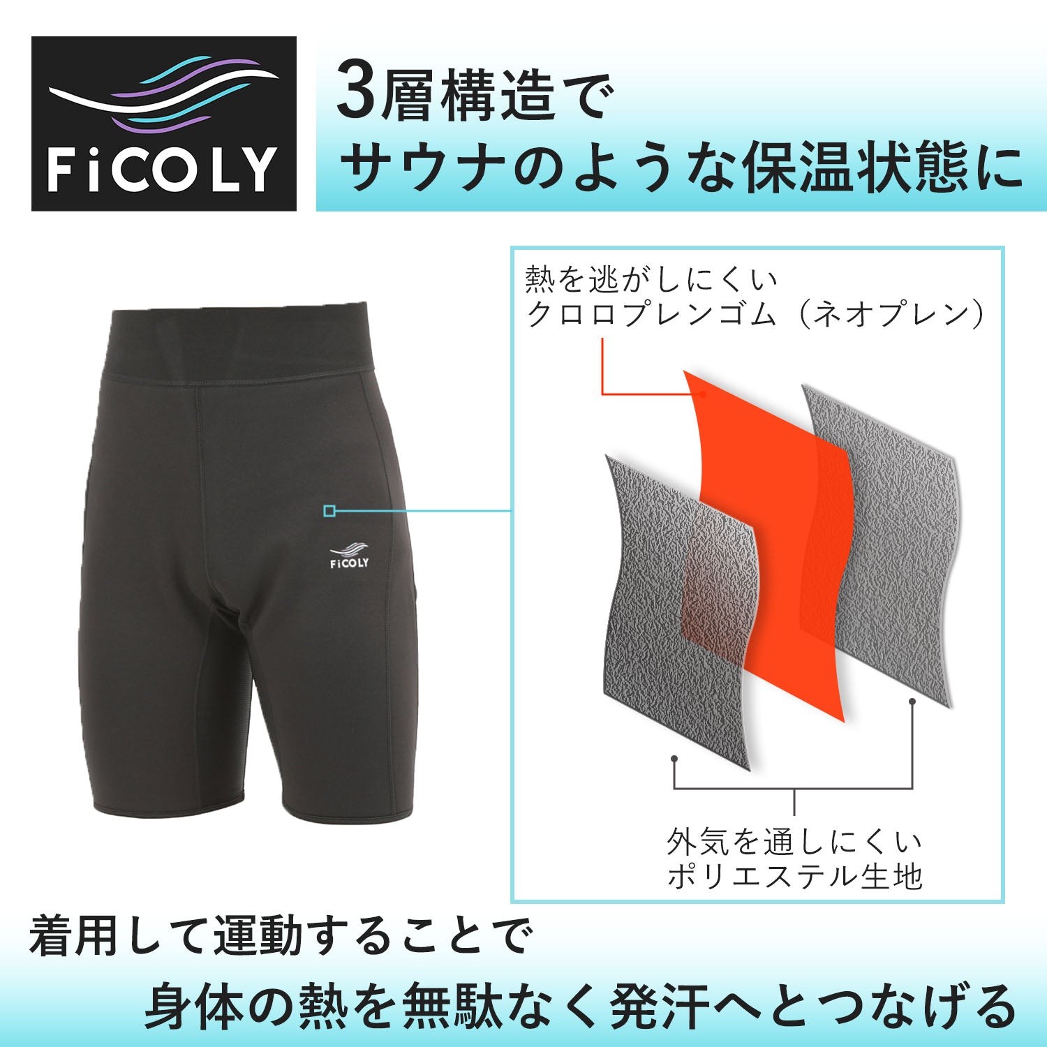 サウナパンツ 5分丈 メンズ FSPM-1 - FiCOLY（フィコリー）公式